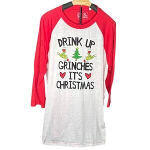21 Threads Drink up Grinches its Christmas women's 3/4 sleeve t-shirt size xl